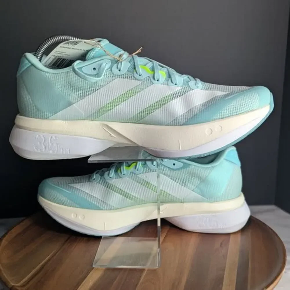 Women Adidas Adizero Boston 13 Flash Aqua Mint Teal White JS4957 Size 9.5